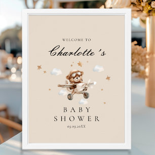 Poster Chá de fraldas de boas-vindas do Urso de Teddy e A