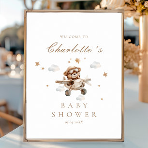 Poster Chá de fraldas de boas-vindas do Urso de Teddy e A