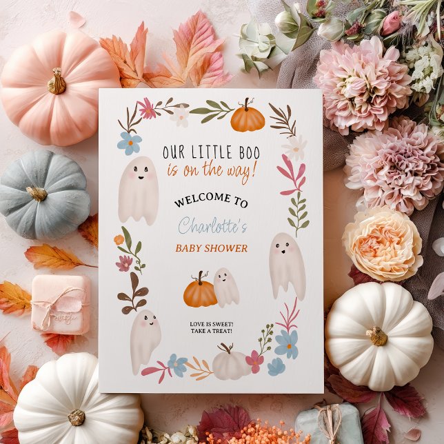 Poster Chá de fraldas de boas-vindas para os fantasmas do (Halloween little boo Ghosts welcome baby shower Poster)