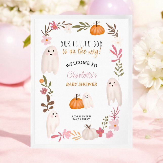 Poster Chá de fraldas de boas-vindas para os fantasmas do (Halloween little boo Ghosts welcome baby shower Poster)