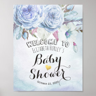 Poster Chá de fraldas de boas-vindas Watercolor Boho Flow