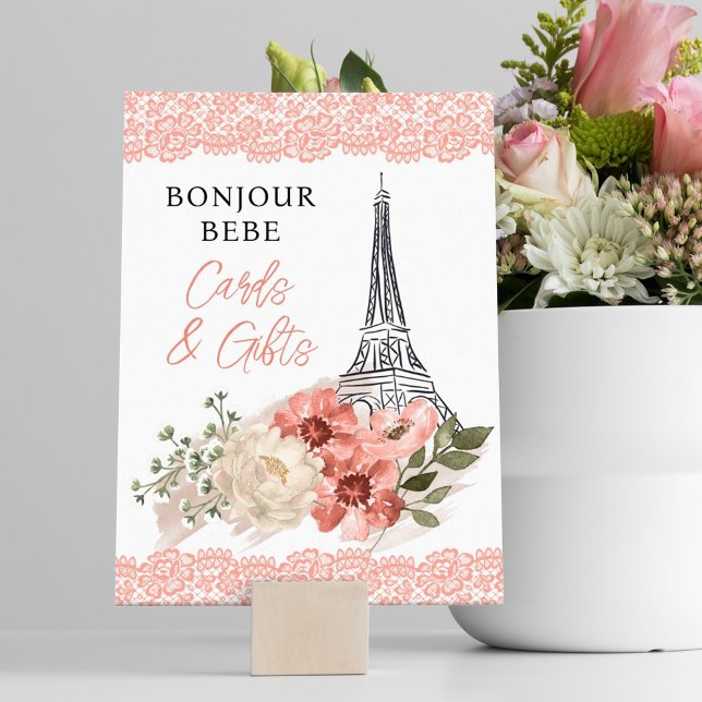 Poster Chá de fraldas de Bonjour Bebe Eiffel Tower Paris (Criador carregado)