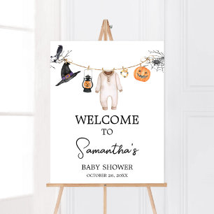 Poster Chá de fraldas de Boo Halloween bem-vindo