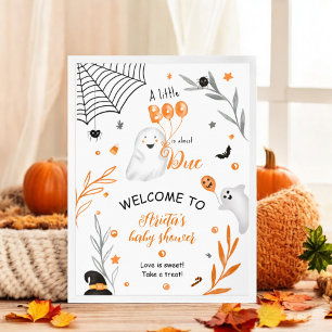 Poster Chá de fraldas de Boo Halloween bonito