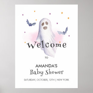 Poster Chá de fraldas de Boo Halloween Whimy