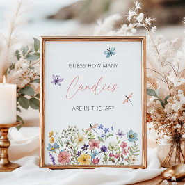 Poster Chá de fraldas De Borboleta De Flor Selvagem Adivi