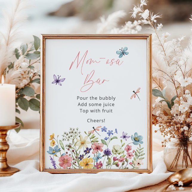 Poster Chá de fraldas de Borboleta de Flor Selvagem Momos (Criador carregado)