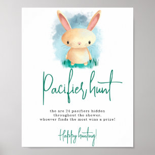 Poster Chá de fraldas de caça Bunny Pacifier