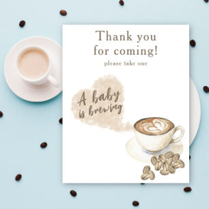Poster Chá de fraldas de café Obrigado por vir