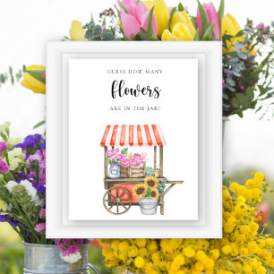 Poster chá de fraldas de carrinho de flores - adivinha qu