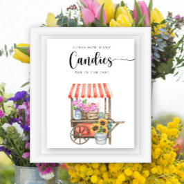 Poster chá de fraldas de carrinho de flores - adivinhem q