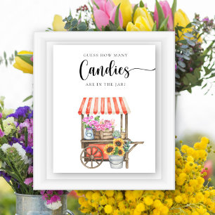 Poster chá de fraldas de carrinho de flores - adivinhem q