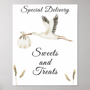 Poster chá de fraldas de cegos - doces e doces