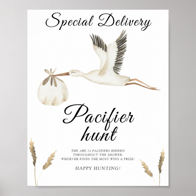 Poster chá de fraldas de cegos - jogo de caça ao pacifica (Frente)