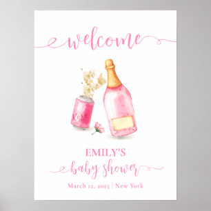 Poster Chá de fraldas de cerveja cor-de-rosa