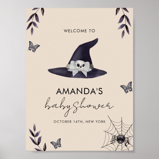 Poster Chá de fraldas de Chapéu de Bruxa Neutral Boo (Frente)