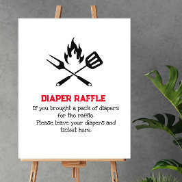 Poster Chá de fraldas de Coluna do CHURRASCO de Raffle da