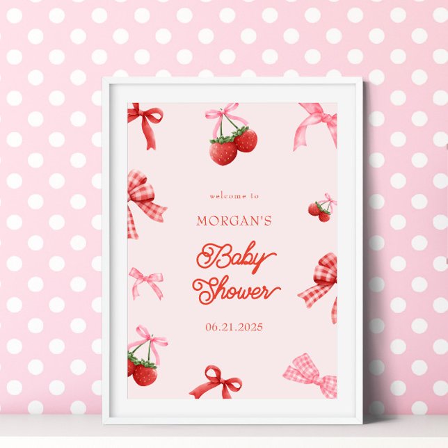 Poster Chá de fraldas de coquete rosa Berry Sweet (Criador carregado)