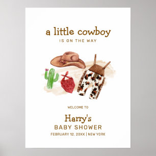 Poster Chá de fraldas de cowboy moderno ocidental