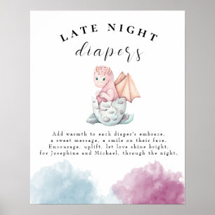 Poster Chá de fraldas De Dragão Em Óptica Fraldas Noturna