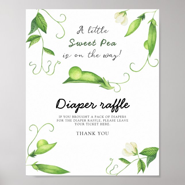 Poster Chá de fraldas de ervilha - fralda (Frente)