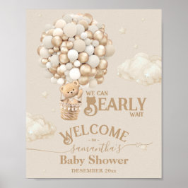 Poster Chá de fraldas de Espera do Balão do Urso de Teddy