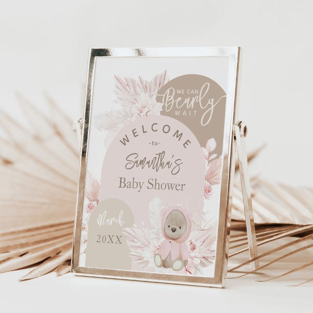 Poster Chá de fraldas de espuma do Urso Moderno do Boho (Criador carregado)