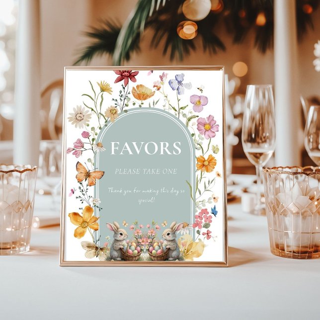 Poster Chá de fraldas de flor selvagem de Páscoa coelho b (Criador carregado)