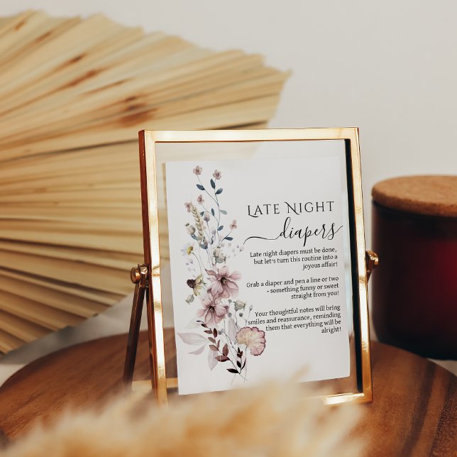 Poster Chá de fraldas de flor selvagem Fraldas noturnas t (Criador carregado)