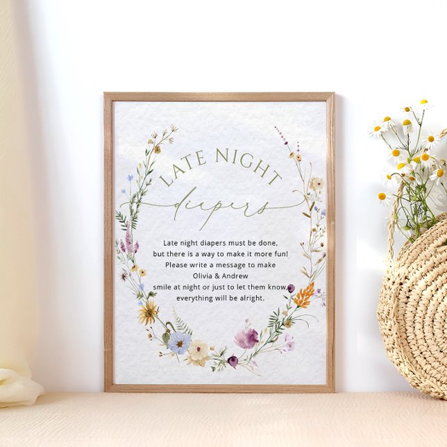 Poster Chá de fraldas de flor selvagem Fraldas noturnas t (Criador carregado)