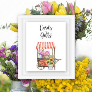 Poster Chá de fraldas de flores - cartões e presentes