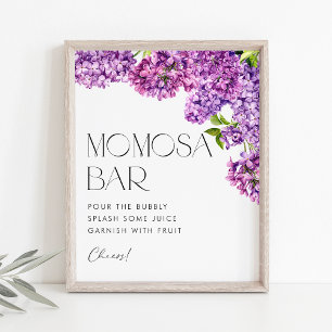 Poster Chá de fraldas de Flores Lilases de Aquarelas Mim