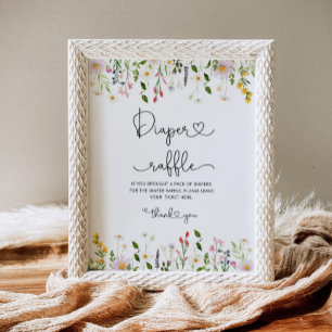 Poster Chá de fraldas de fralda de flor selvagem minimal