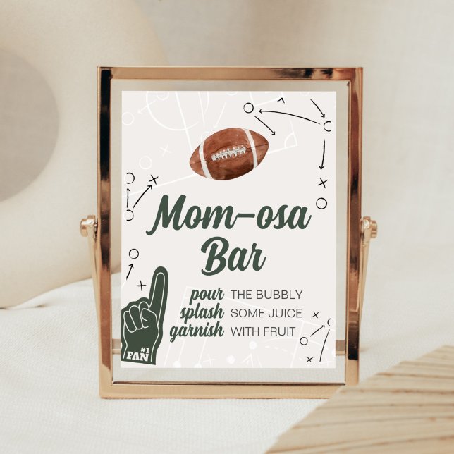 Poster Chá de fraldas de futebol Mãe Osa Bar (A Little All Star Baby Shower Mom Osa Bar Sign)