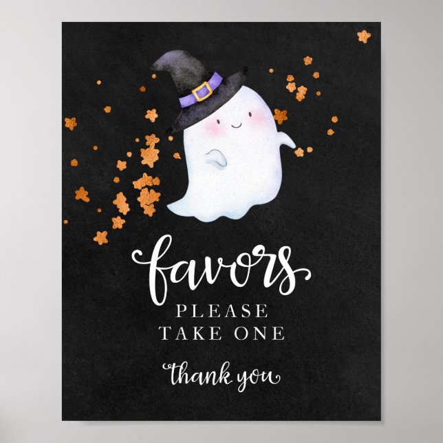 Poster Chá de fraldas de Ghost Halloween Favorece Sinal (Frente)