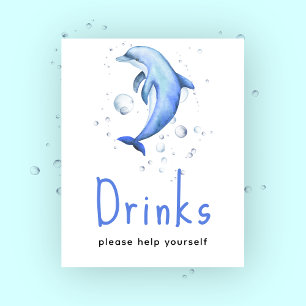 Poster Chá de fraldas de golfinhos - Bebidas