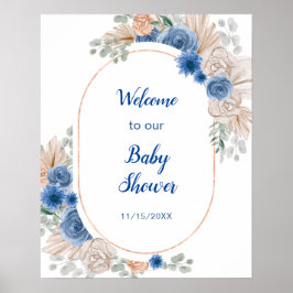 Poster Chá de fraldas de Grass Boho Blue Pampas