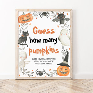 Poster Chá de fraldas de Halloween bonito adivinha quanta