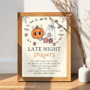 Poster Chá de fraldas de Halloween Fraldas Noturnas Tard