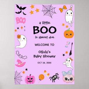 Poster Chá de fraldas De Halloween Puro A Pequeno Boo Bem