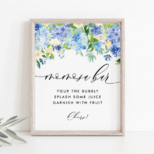 Poster Chá de fraldas de Hydrangea Mimosa Bar Mãe-osa Azu