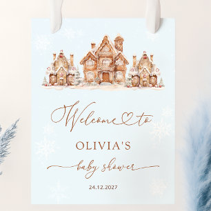 Poster Chá de fraldas de inverno da Vila Azul Bem-vindo