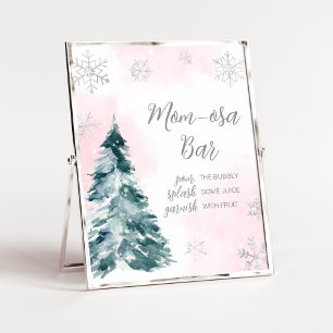 Poster Chá de fraldas De Inverno Rosa Frio Mãe Bar Osa