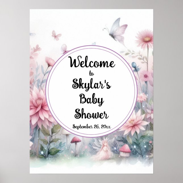 Poster Chá de fraldas de Jardim Láteo Bem-vindo (Frente)