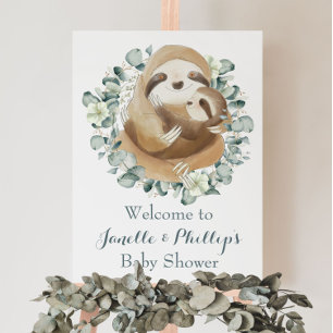 Poster Chá de fraldas de Lama Adorável Eucalyptus Greener