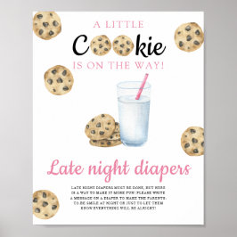 Poster chá de fraldas de leite e biscoitos fraldas noturn