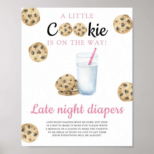 Poster chá de fraldas de leite e biscoitos fraldas noturn (Frente)