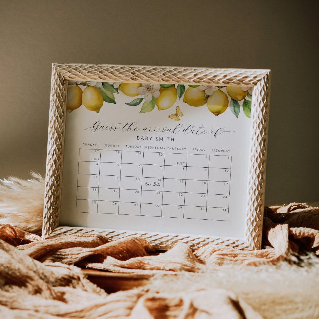 Poster Chá de fraldas De Limão Adivinha O Calendário De D (Criador carregado)