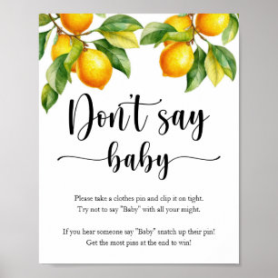 Poster Chá de fraldas de limão Não diga amor
