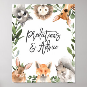 Poster Chá de fraldas de Madeira Predições e Sinal de Avi